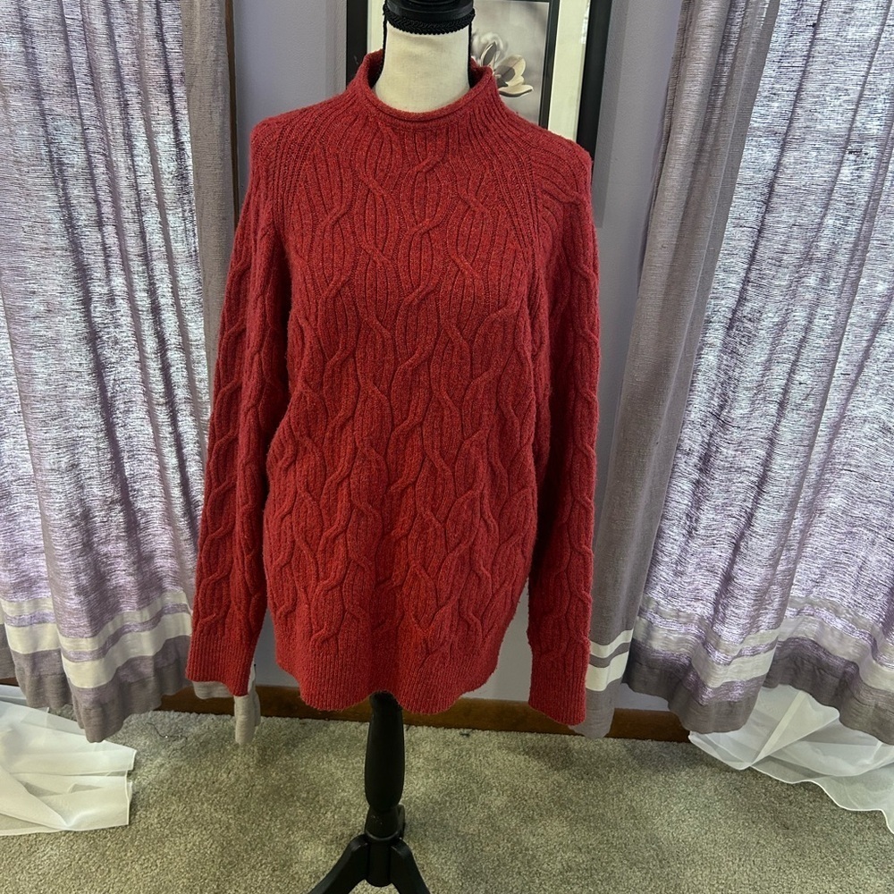 Thread & Supply Red Cowl Neck Sweater